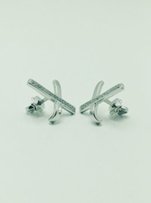 Новые Серьги кафы с фианитами серебро родированное - Чернигов