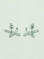 Новые Серьги кафы с фианитами серебро родированное - Чернигов