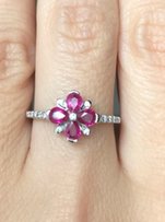 Кольцо с рубинами и бриллиантами, белое золото, 750 проба, дешево - Львов