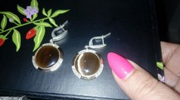 Серьги большие, серебро с позолотой - Киев