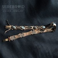 Серебряный позолоченный браслет в стиле Cartier. Позолота 585. Эмаль. - Харьков