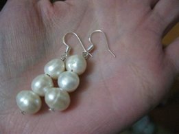 Серебряные серьги с речным жемчугом - Киев