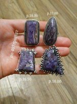 Серебро кольцо натуральный чароит. 925 проба - Киев