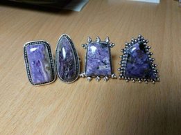 Серебро кольцо натуральный чароит. 925 проба - Киев