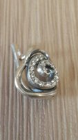 Серебряные серьги с фианитами в виде розочек - Киев