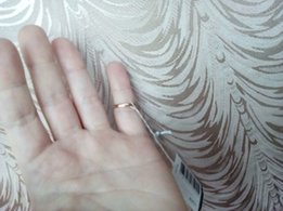 Позолоченное серебряное аккуратное кольцо, 14.5 размер, цирконий - Киев