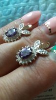 Серьги серебро 925 пробы золото 375 пробы - Запорожье