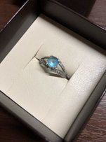 Серебряное кольцо с голубым топазом и фианитами - Николаев
