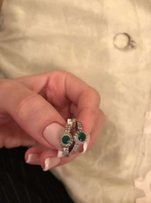 Серебряный набор с зелёным камнем серьги и кольцо золотой век - Киев