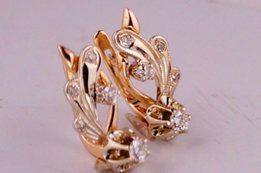 Золотые сережки 585 с бриллиантами 0,36 карат - Днепр