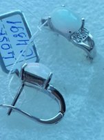 Шикарные серебрянные серьги с натуральными эфиопским опалом - Галич