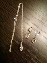 Серебряный набор 925 пробы серьги подвеска - Харьков