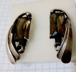 Серьги серебро, 12 грамм, Раухтопаз, Ручная работа - Киев
