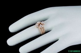 Тройное кольцо с кристаллами Swarovski, покрытое золотом 0933 - Стрый