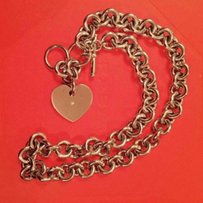 Серебряное колье , сердце с бриллиантом - Киев