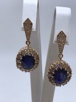 Старинные серьги с сапфирами и бриллиантами - Днепр