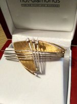 Старинная золотая брошка с бриллиантами. - 