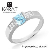 Английские золотые серьги с аквамарином и бриллиантами 0,18 карат. NEW - Киев