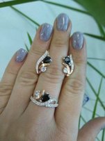 Серьги и кольцо Арт. 070 | Серебро+Золото | 650 грн - Одесса
