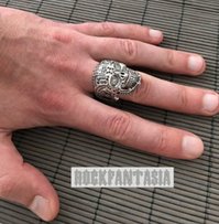 Серебряное кольцо череп с черепом мужское байкерское перстень печатка - Киев