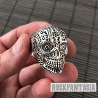 Серебряное кольцо череп с черепом мужское байкерское перстень печатка - Киев