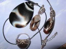 Агат в серебре.Кулон+серьги+кольцо 18,5разм.Натуральные камни,чудо - Киев