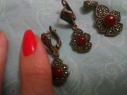 Серьги серебро 925 проба сердолик - Киев