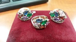 Серебряный набор кольцо и сережки - Донецк