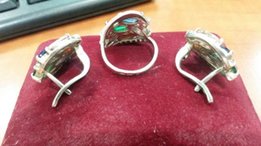 Серебряный набор кольцо и сережки - Донецк