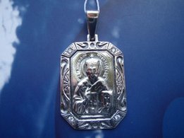 Серебряная подвеска-ладанка Николай Чудотворец, икона Николай, цепо - Киев