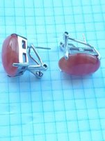 Шикарные серебрянные серьги с натуральными сердоликом - Коломыя