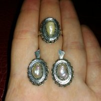 Серьги и кольцо (серебро и натуральный жемчуг) - Одесса