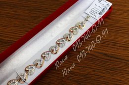 Серебряный браслет с вставками золота Сердца - Киев