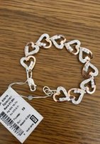 Серебряный браслет с вставками золота Сердца - Киев