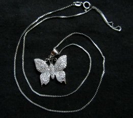 Серебро, серебрянный кулон, подвеска бабочка на цепочке - Киев