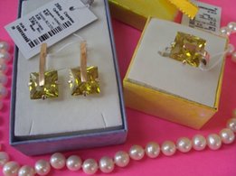 Новое серебряное кольцо и серьги с золотыми вставка каблучка перстен - Львов