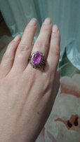 Кольцо колечко Серебро СССР нат. Камень Аметист 875* проба, перстень - Львов