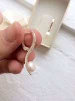 Серебряные серьги с золотой пластиной и жемчугом - Киев