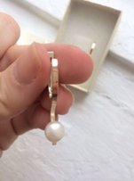 Серебряные серьги с золотой пластиной и жемчугом - Киев