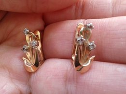Серьги золотые 585 пробы с вставками циркония - Киев