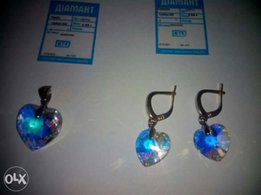 Продам серебряный набор с камнями сваровски - Кременчуг