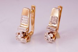 Золотые сережки 585 с бриллиантами 0, 312карат - Днепр