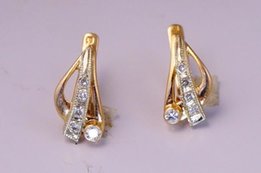 Золотые сережки 585 с бриллиантами 0, 21 карат - Днепр