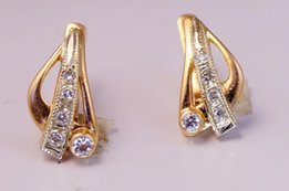Золотые сережки 585 с бриллиантами 0, 21 карат - Днепр