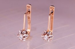 Золотые серьги 585 с бриллиантами 0, 134карат - Днепр