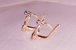 Золотые серьги 585 Подснежник с бриллиантами 0, 14карат - Днепр