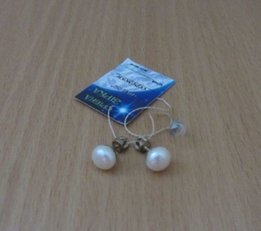 Сережки-гвоздики с жемчугом из серебра - Днепр