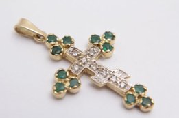 №5369 Крестик инкрустированный драгоценными канями (18K) Jerusalem - Харьков