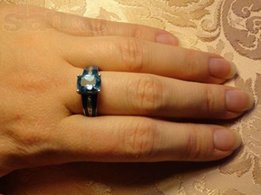 Серебряное кольцо 925 пробы с швейцарским голубым топазом 3,07 карат - Львов
