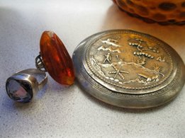 Позолоченые серьги с аметистом 19 век Арт деко антикварный старинный - Одесса